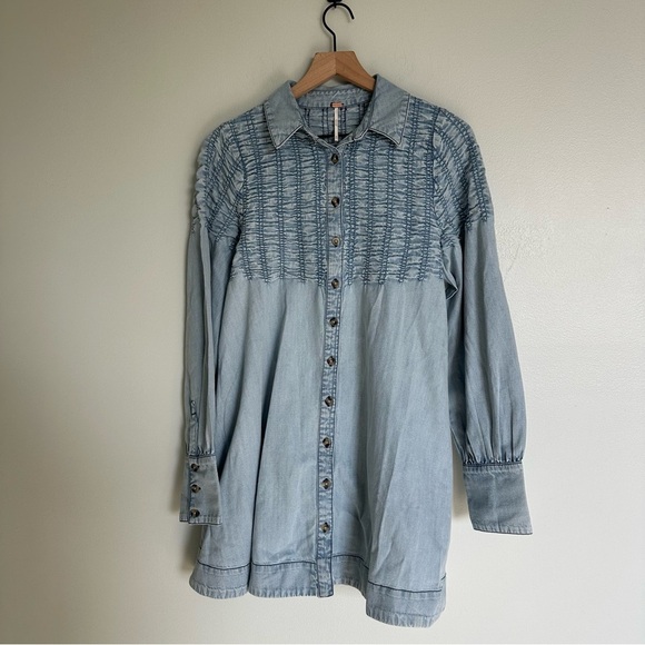 Free People Find Me Now Denim Mini Dress - Picture 2 of 5